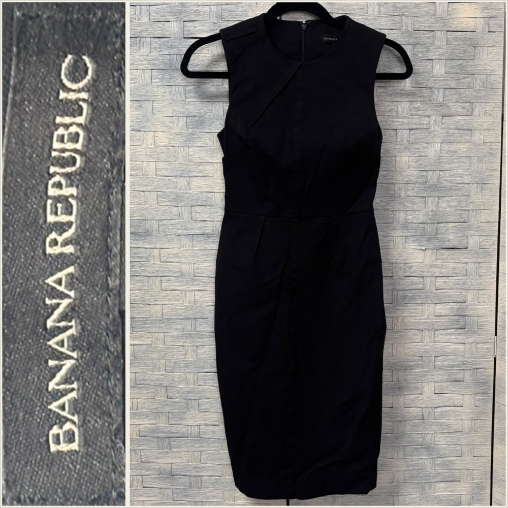 Banana Republic Petite Black Sleeveless Sheath‎ Dress Size 00